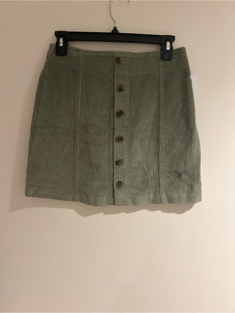 O'Neill Olive Green Corduroy Button-Front Mini Skirt NWT